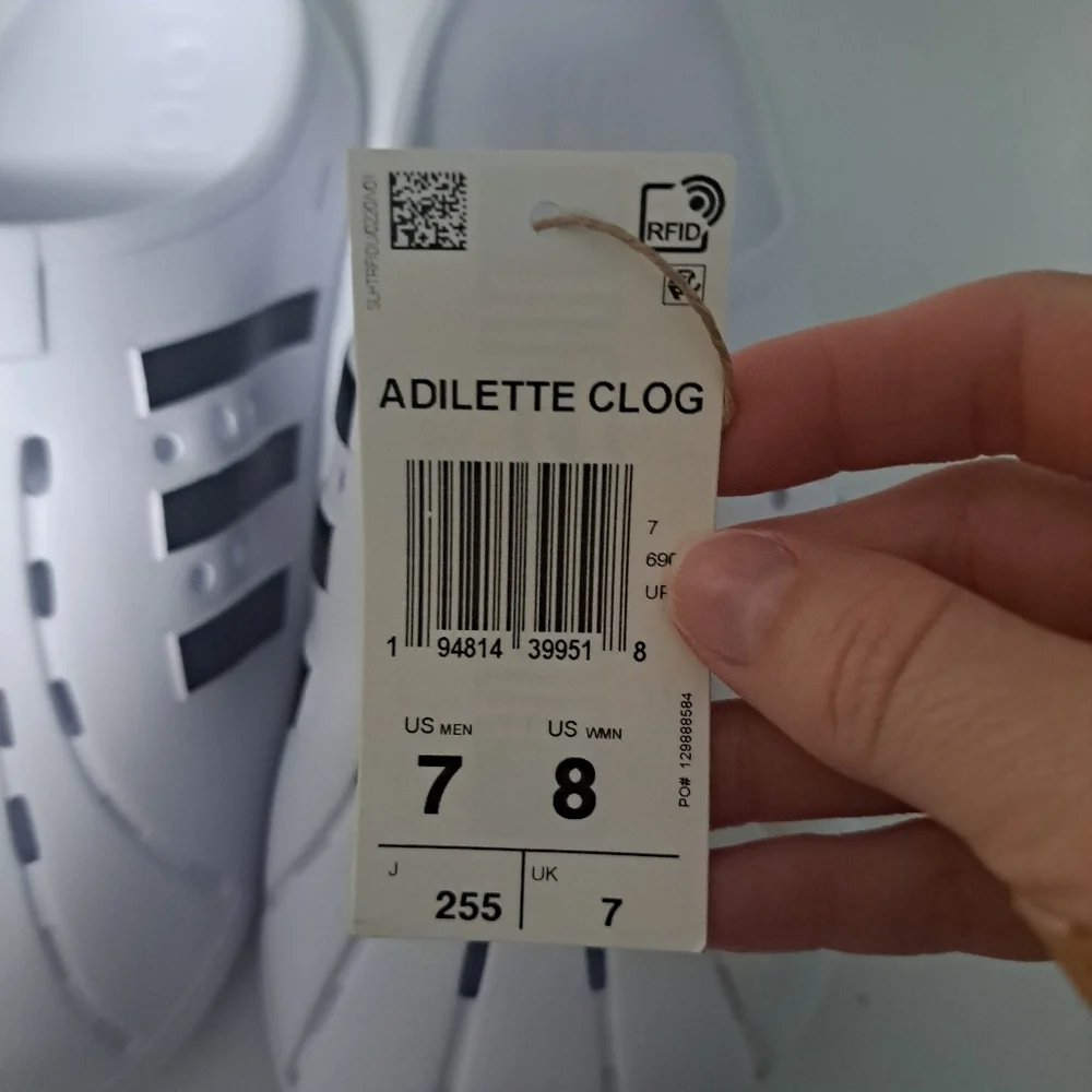 Adidas Adilette Slide Clog White Women 8 NWT - Picture 8 of 9